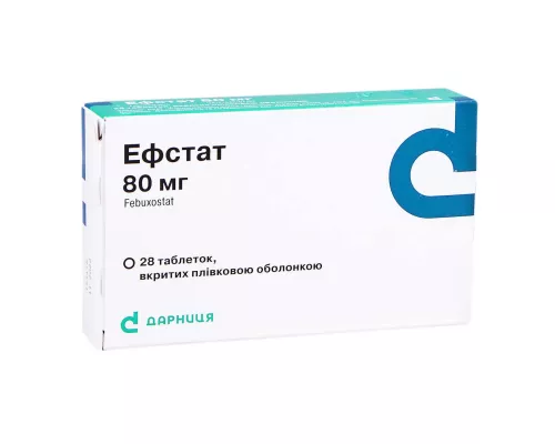 Эфстат, таблетки покрытые оболочкой, 80 мг, №28 (14х2) | Farmaco.ua Эфстат, таблетки покрытые оболочкой, 80 мг, №28 (14х2) | интернет-аптека Farmaco.ua