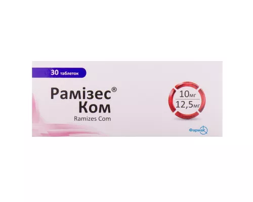Рамизес Ком, таблетки, 10 мг/12.5 мг, №30 | Farmaco.ua Рамизес Ком, таблетки, 10 мг/12.5 мг, №30 | интернет-аптека Farmaco.ua