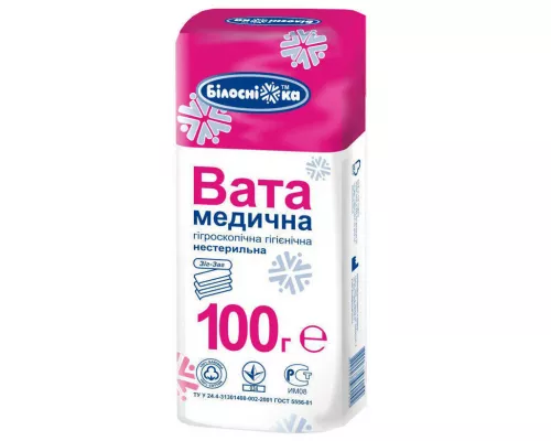 Белоснежка, вата, нестерильная, зиг-заг, 100 г | Farmaco.ua Белоснежка, вата, нестерильная, зиг-заг, 100 г | интернет-аптека Farmaco.ua